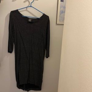 ICHI dress with three-quarter length sleeves, white grid on black, size  36.